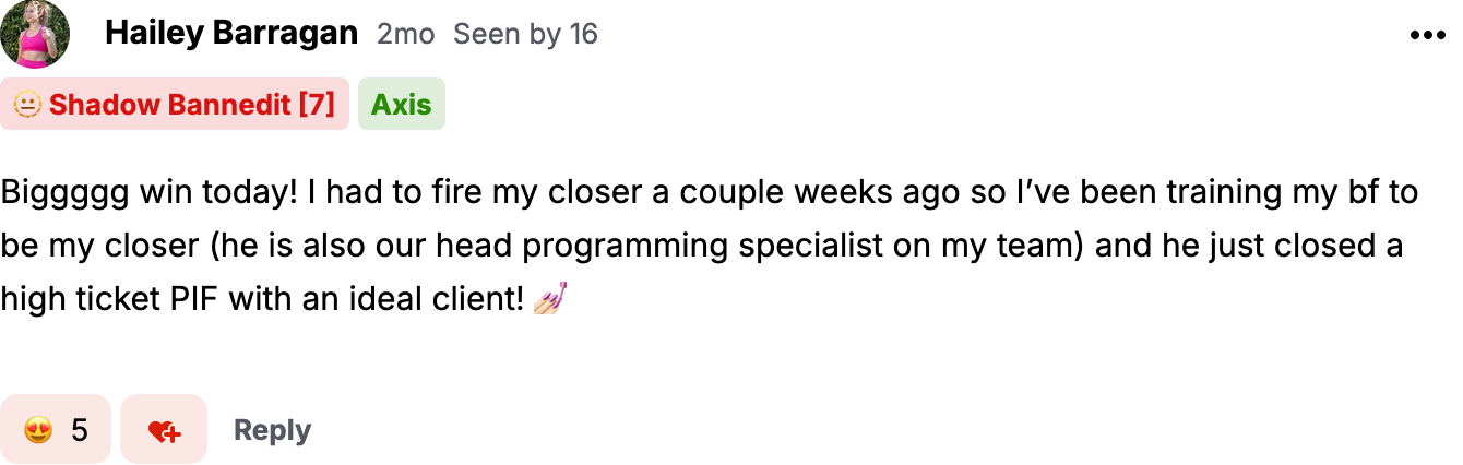 Closed a high-ticket paid-in-full client